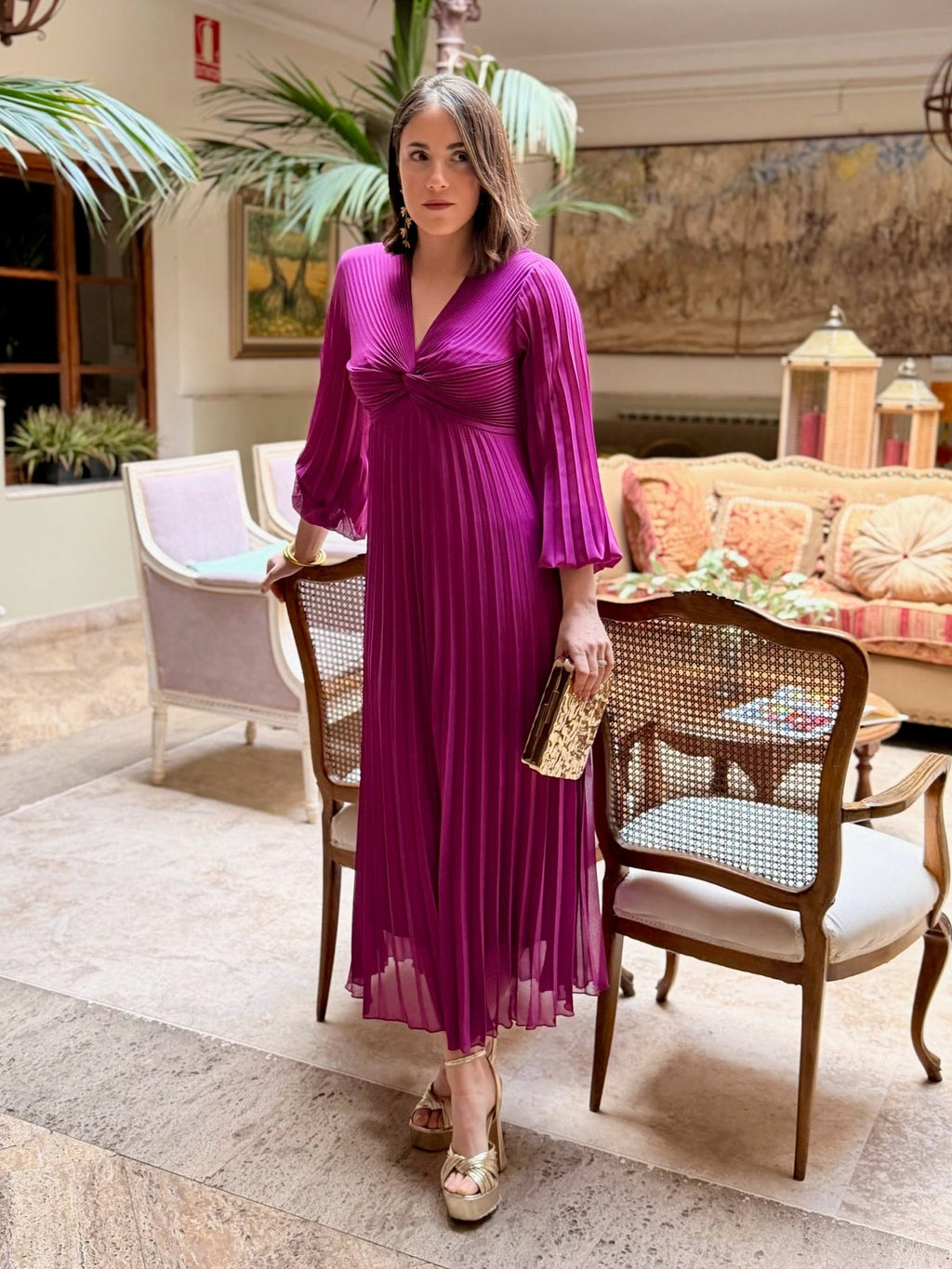 Vestido plisado buganvilla | Isabella