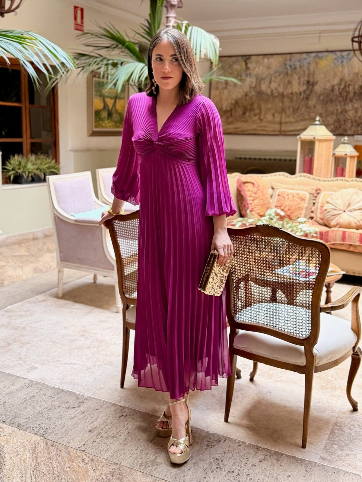 Vestido plisado buganvilla | Isabella