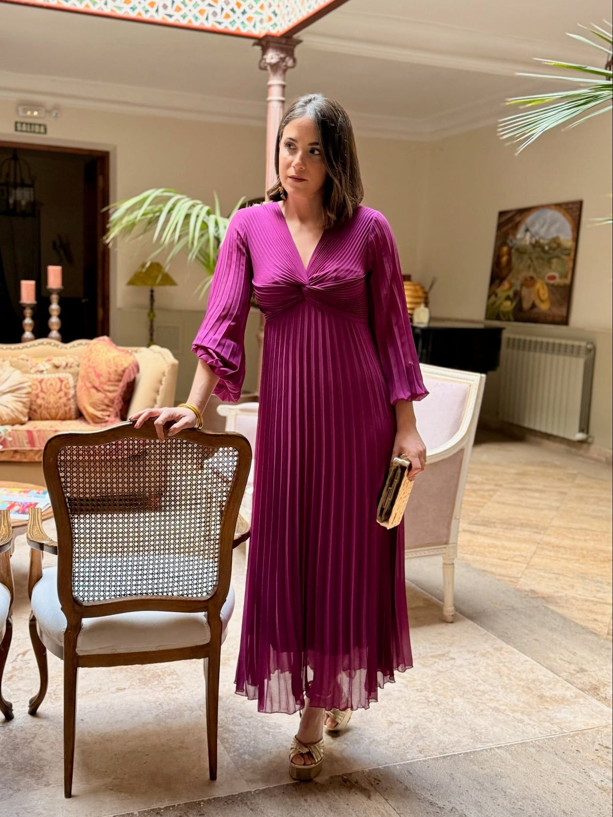 Vestido plisado buganvilla | Isabella