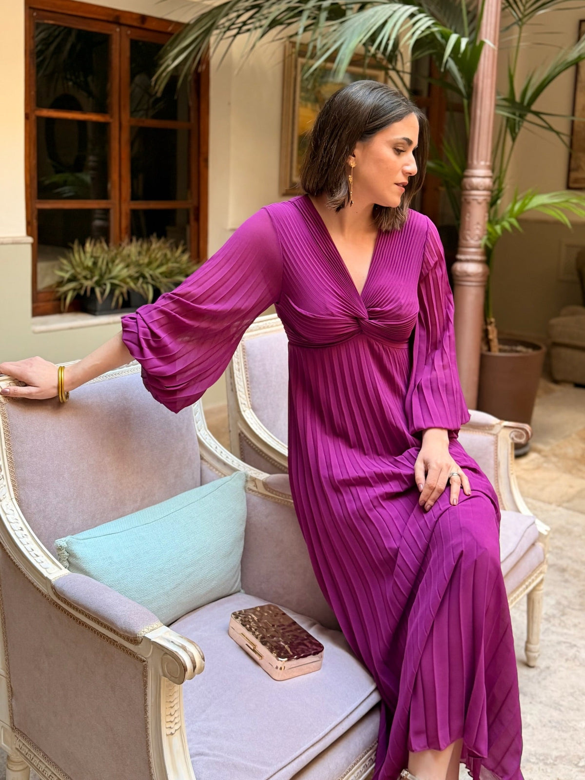 Vestido plisado buganvilla | Isabella