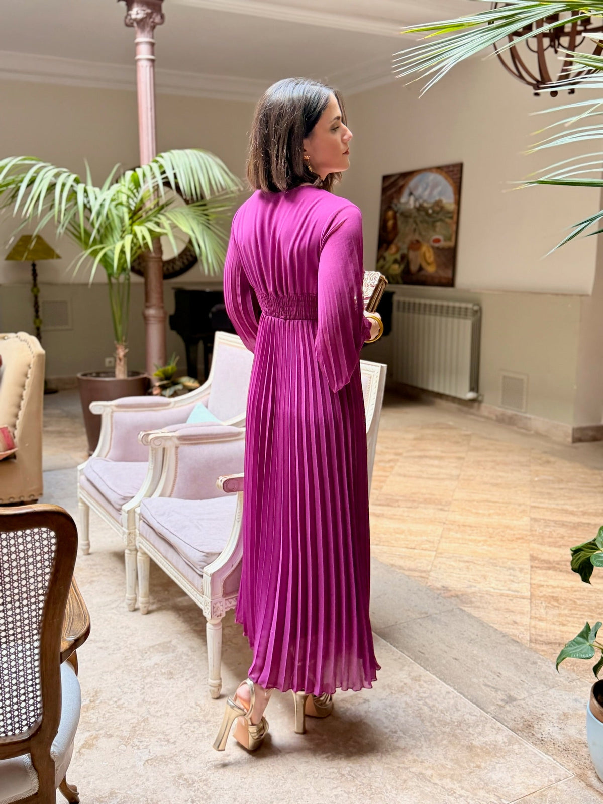Vestido plisado buganvilla | Isabella