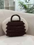 Bolso de flecos chocolate con asa | Martina