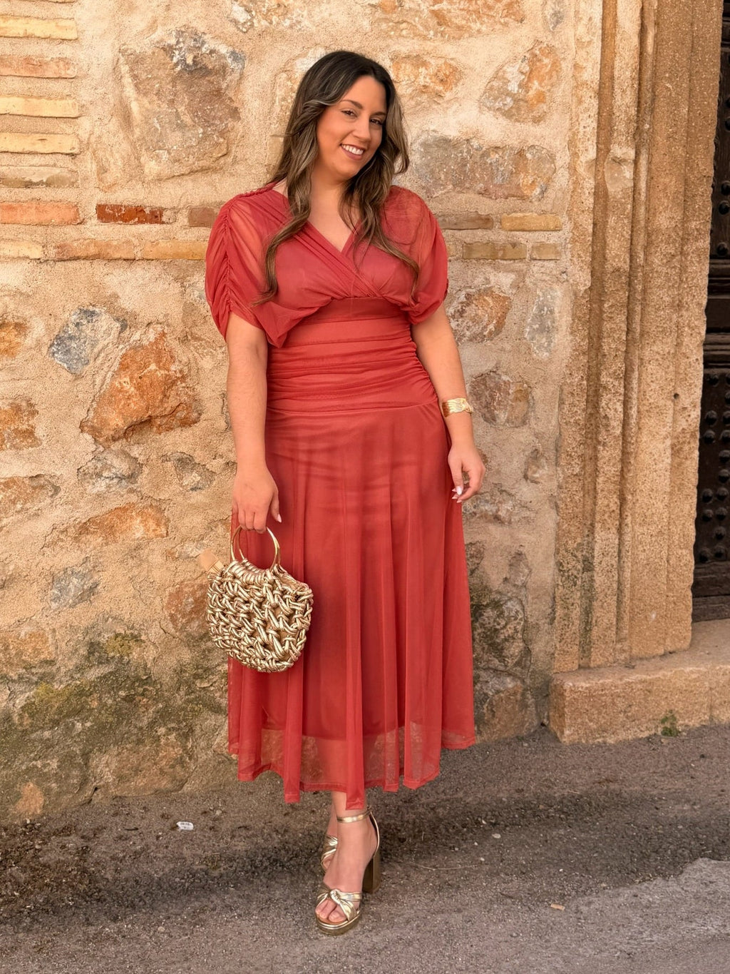 Vestido midi terracota | Ariadna