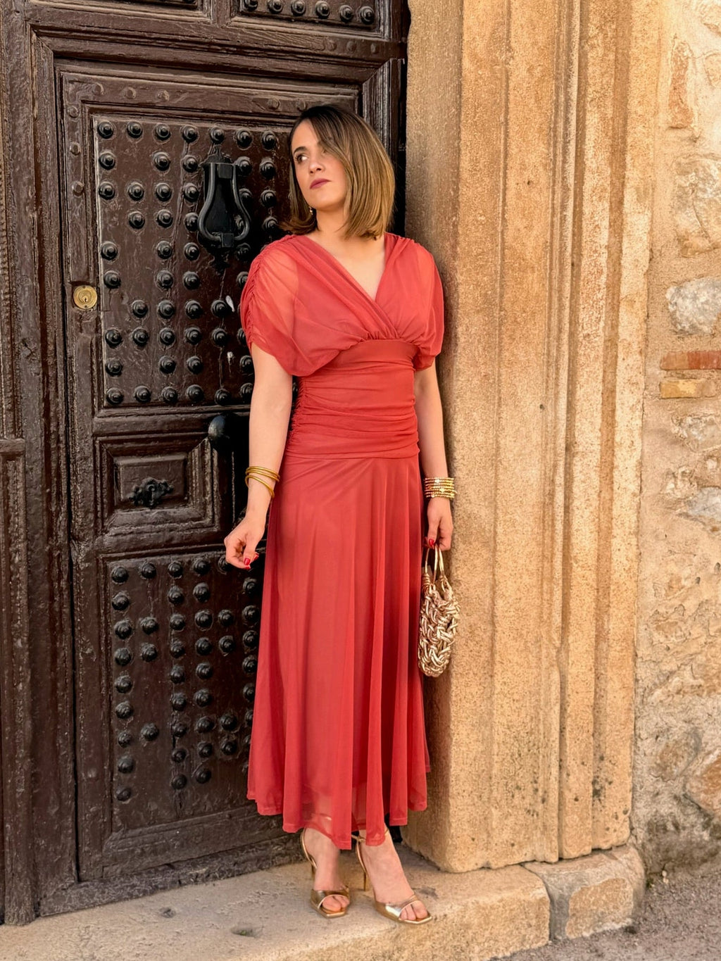 Vestido midi terracota | Ariadna