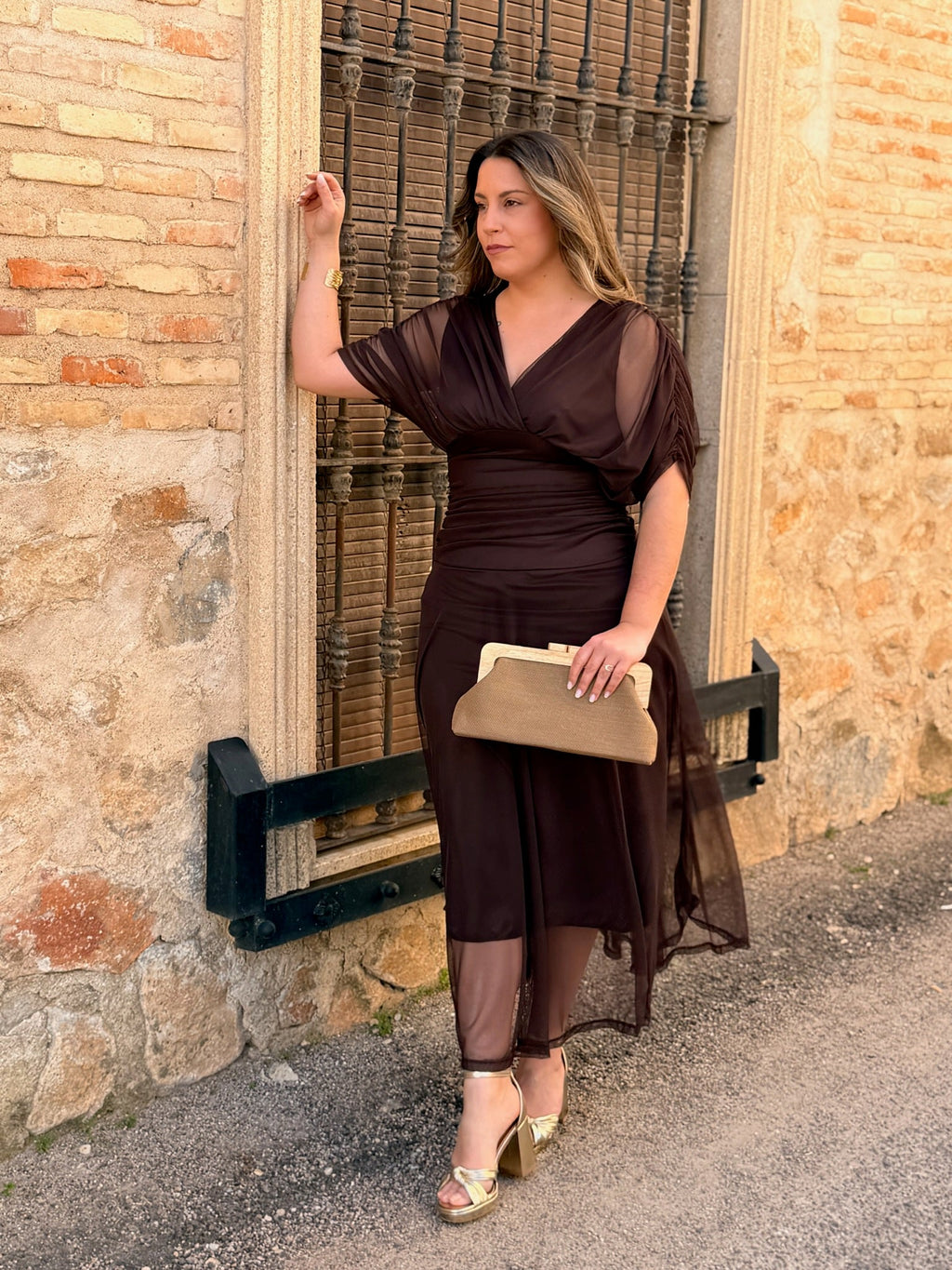 Vestido midi marrón | Ariadna
