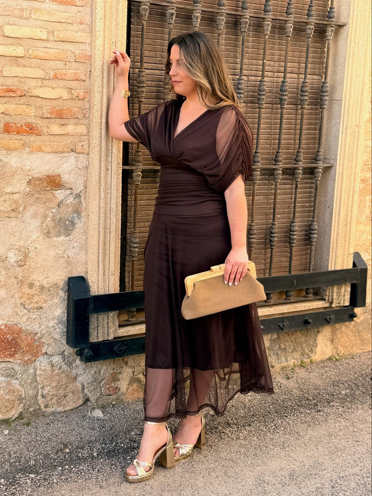Vestido midi marrón | Ariadna