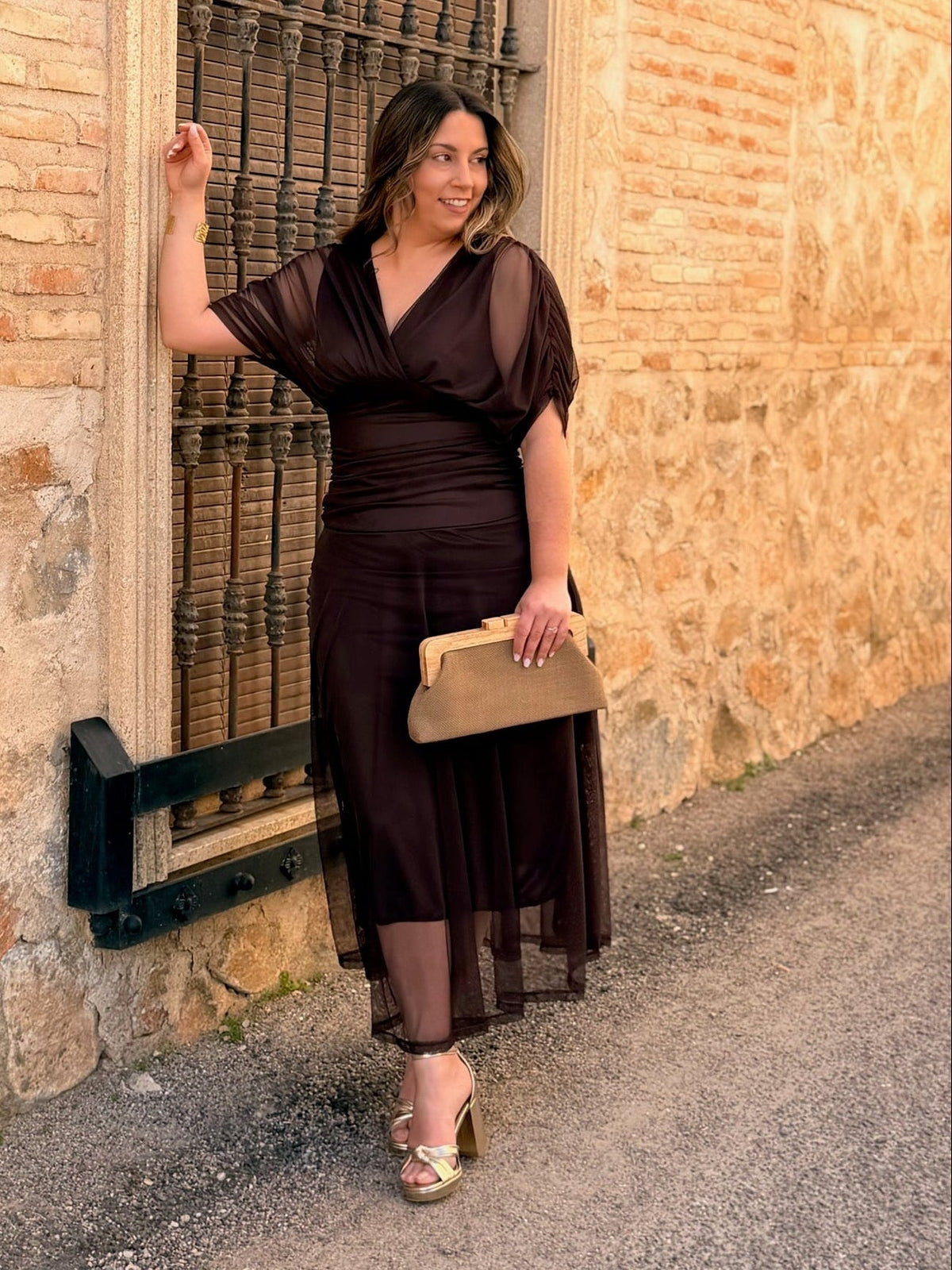 Vestido midi marrón | Ariadna