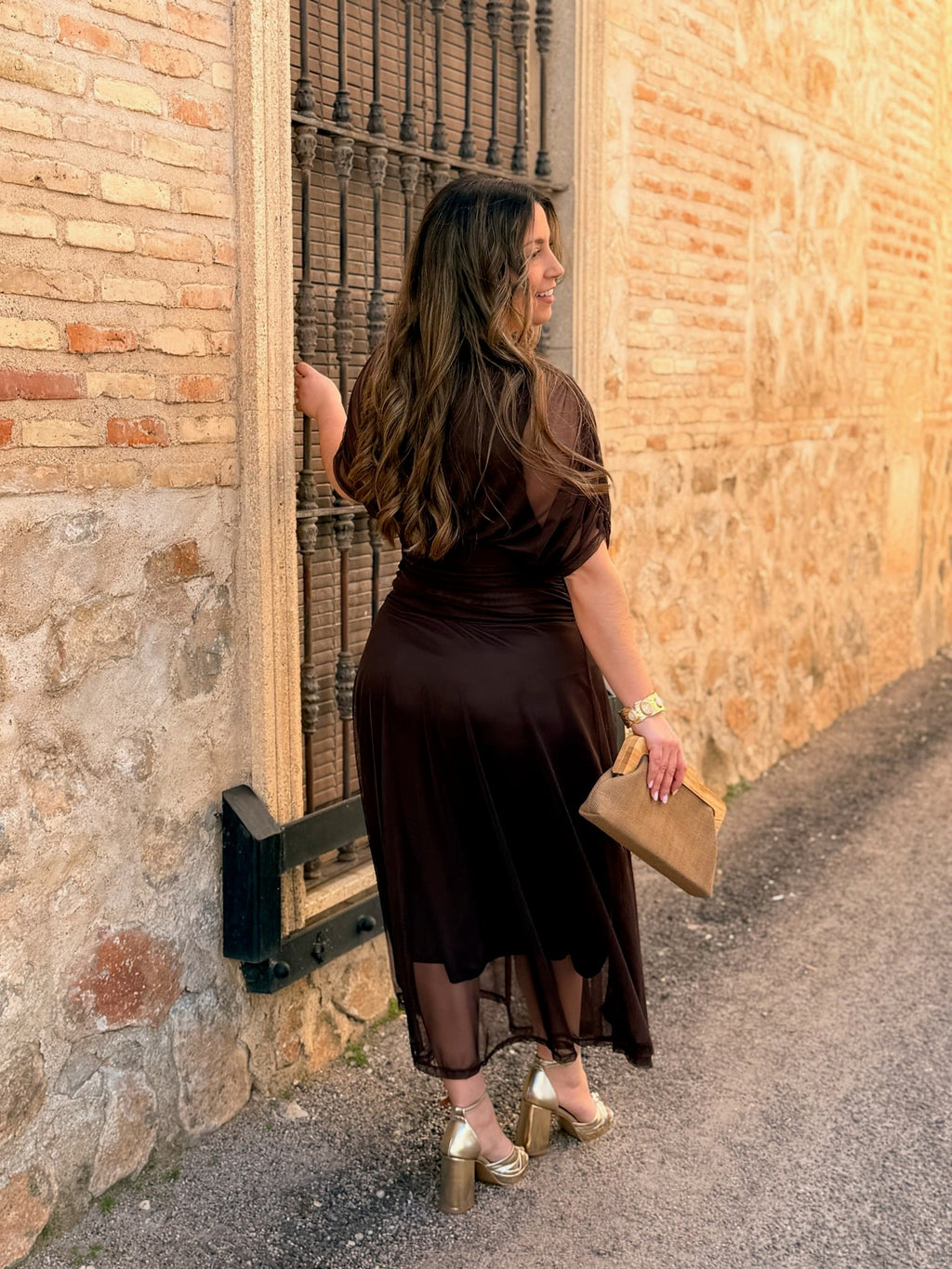Vestido midi marrón | Ariadna