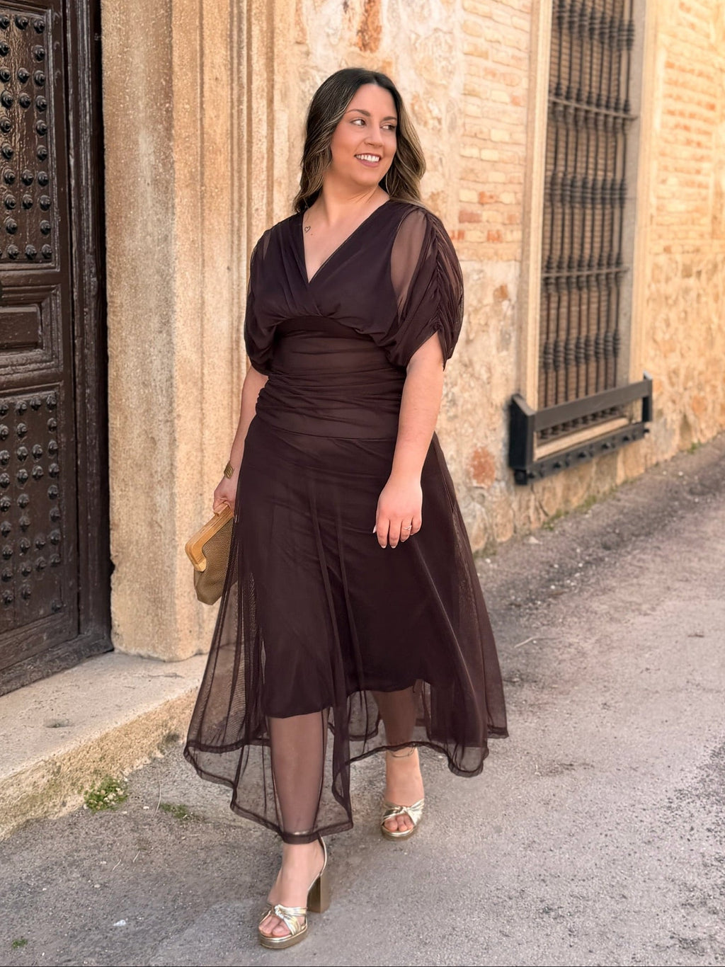 Vestido midi marrón | Ariadna