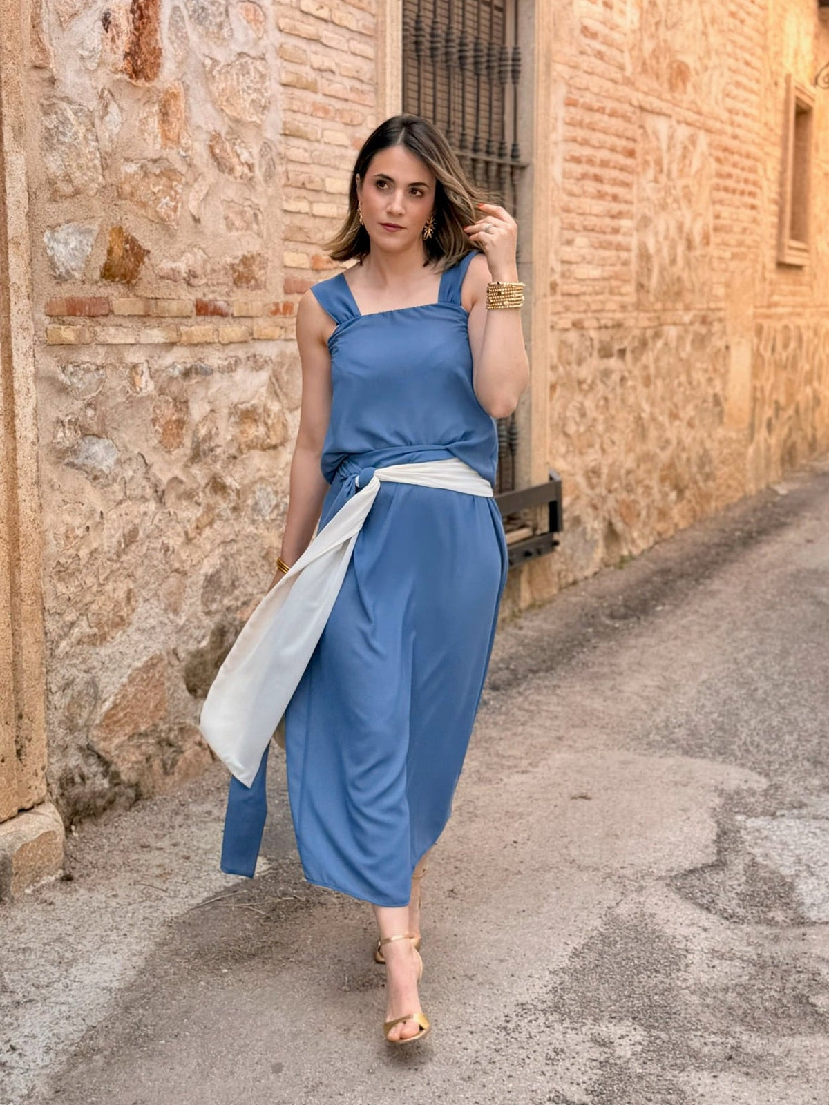 Conjunto top y falda azul | Pétalo