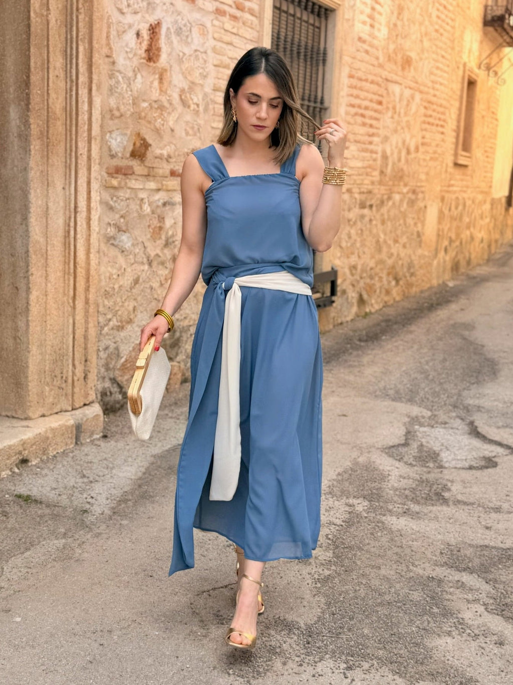 Conjunto top y falda azul | Pétalo