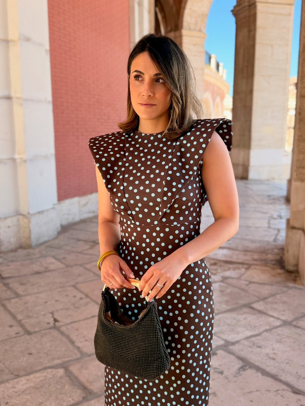 Vestido midi lunares marrón | Camila
