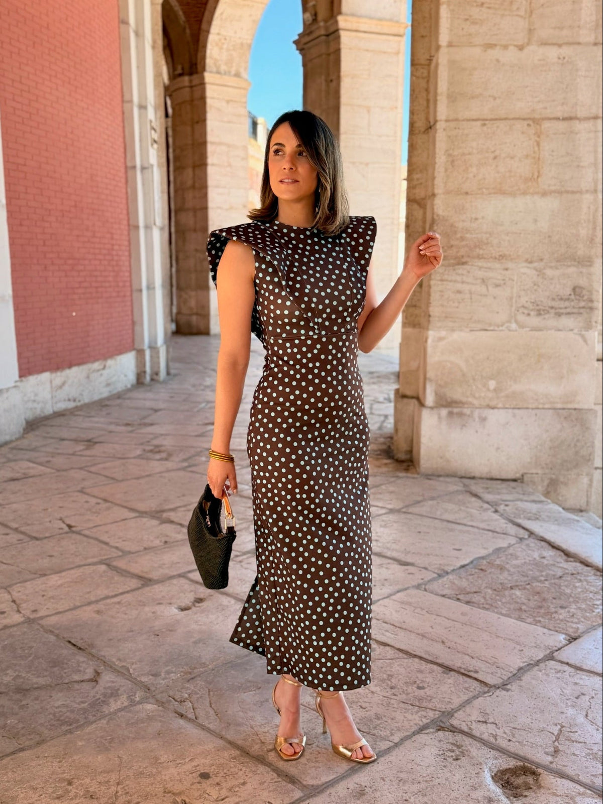 Vestido midi lunares marrón | Camila