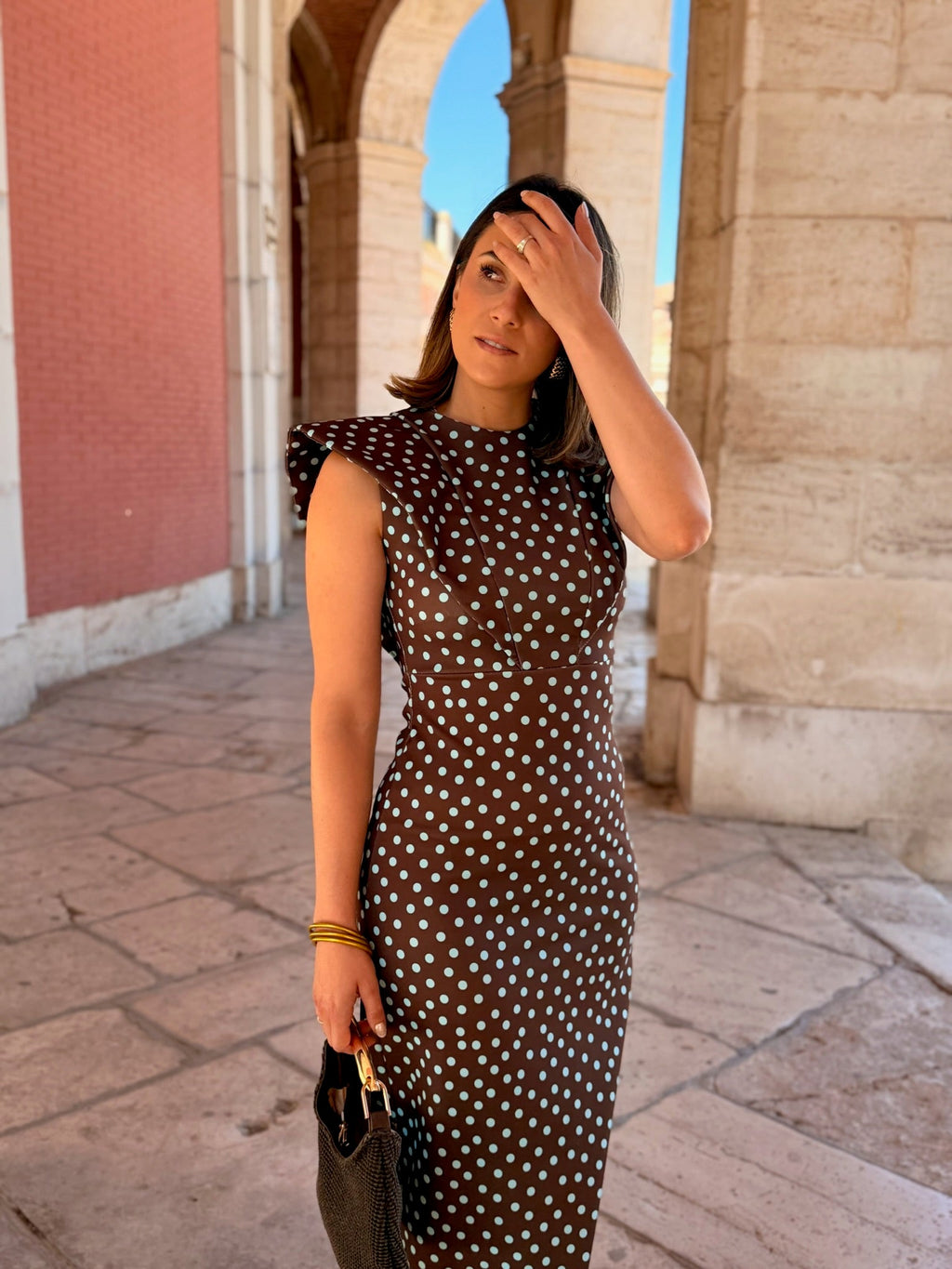 Vestido midi lunares marrón | Camila