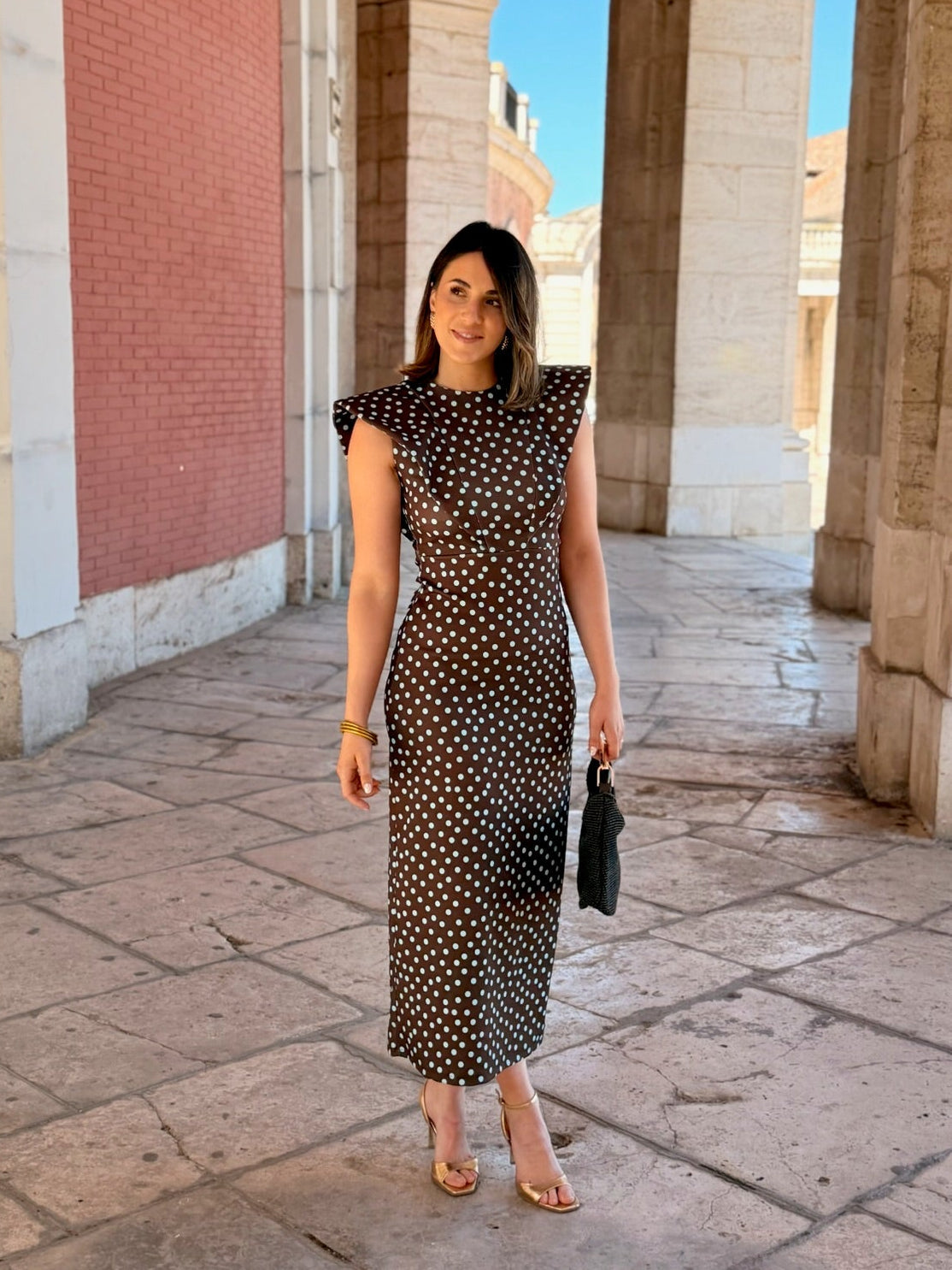 Vestido midi lunares marrón | Camila