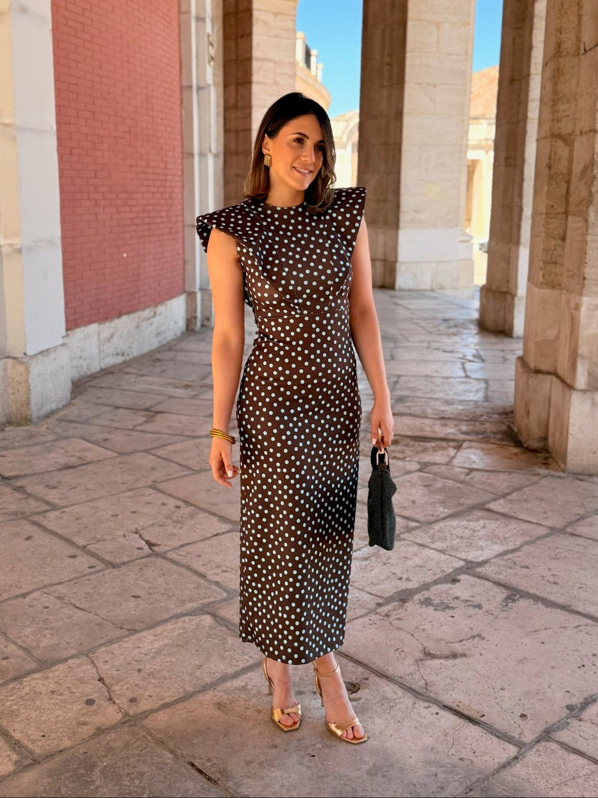 Vestido midi lunares marrón | Camila