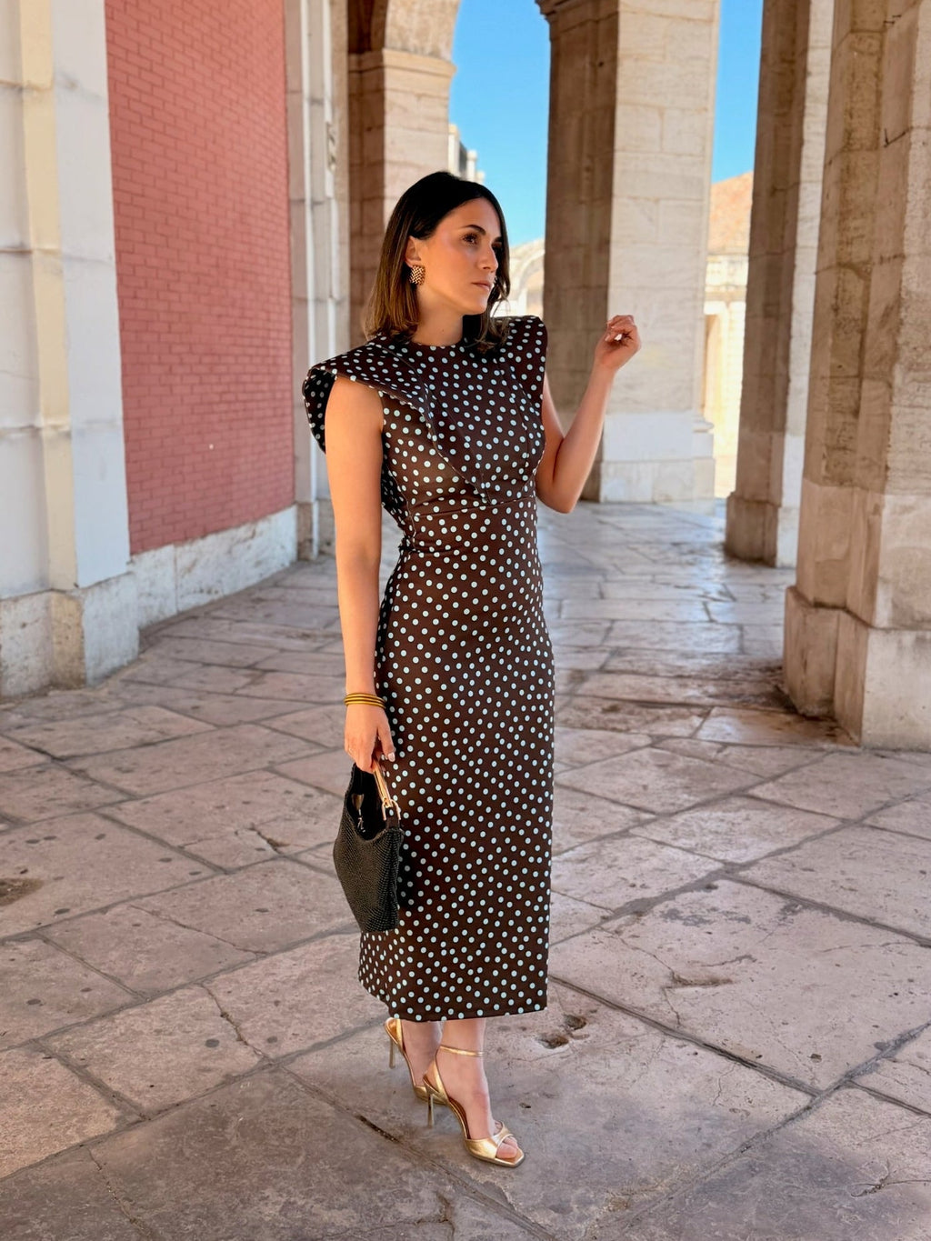 Vestido midi lunares marrón | Camila