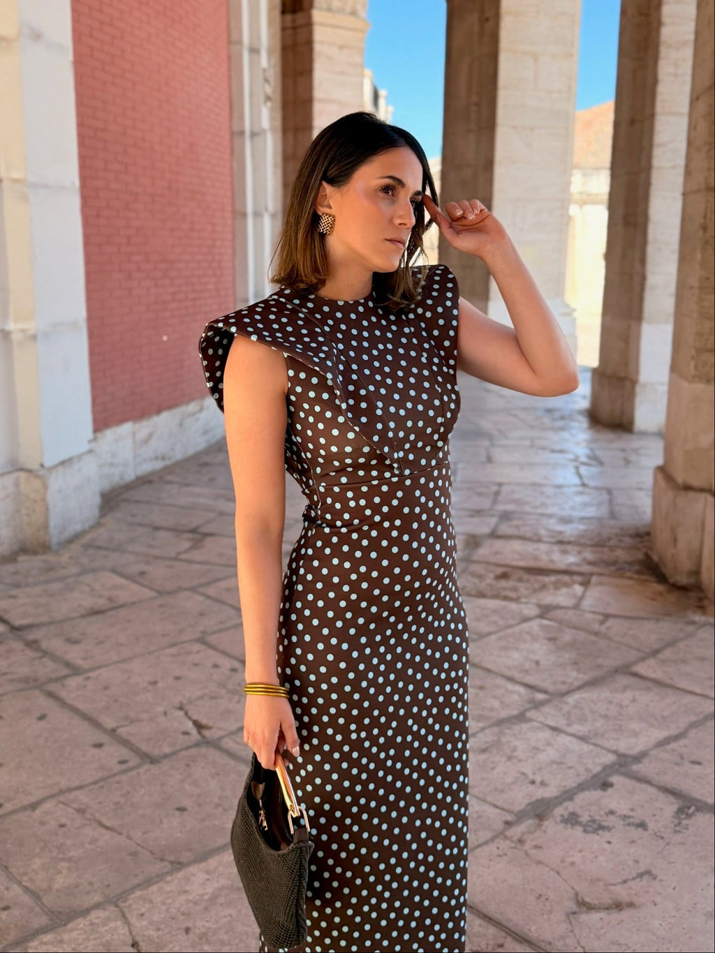 Vestido midi lunares marrón | Camila