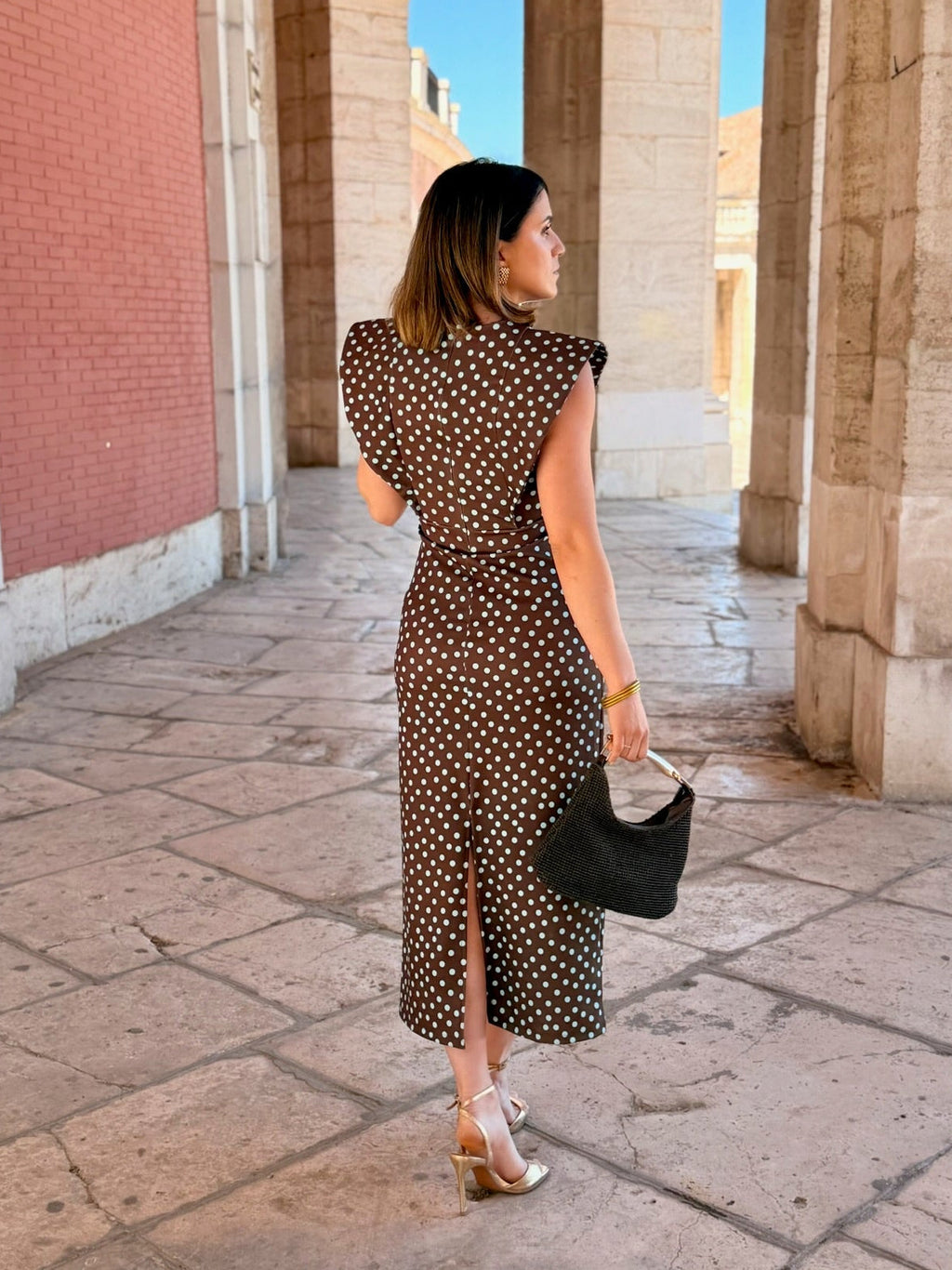 Vestido midi lunares marrón | Camila