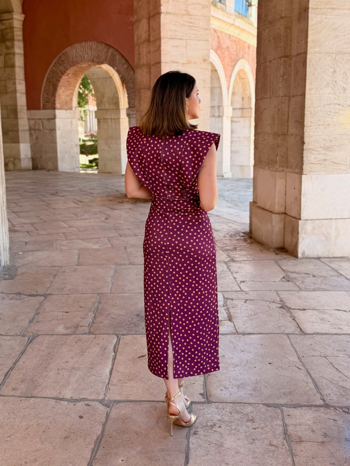 Vestido midi lunares malva | Camila