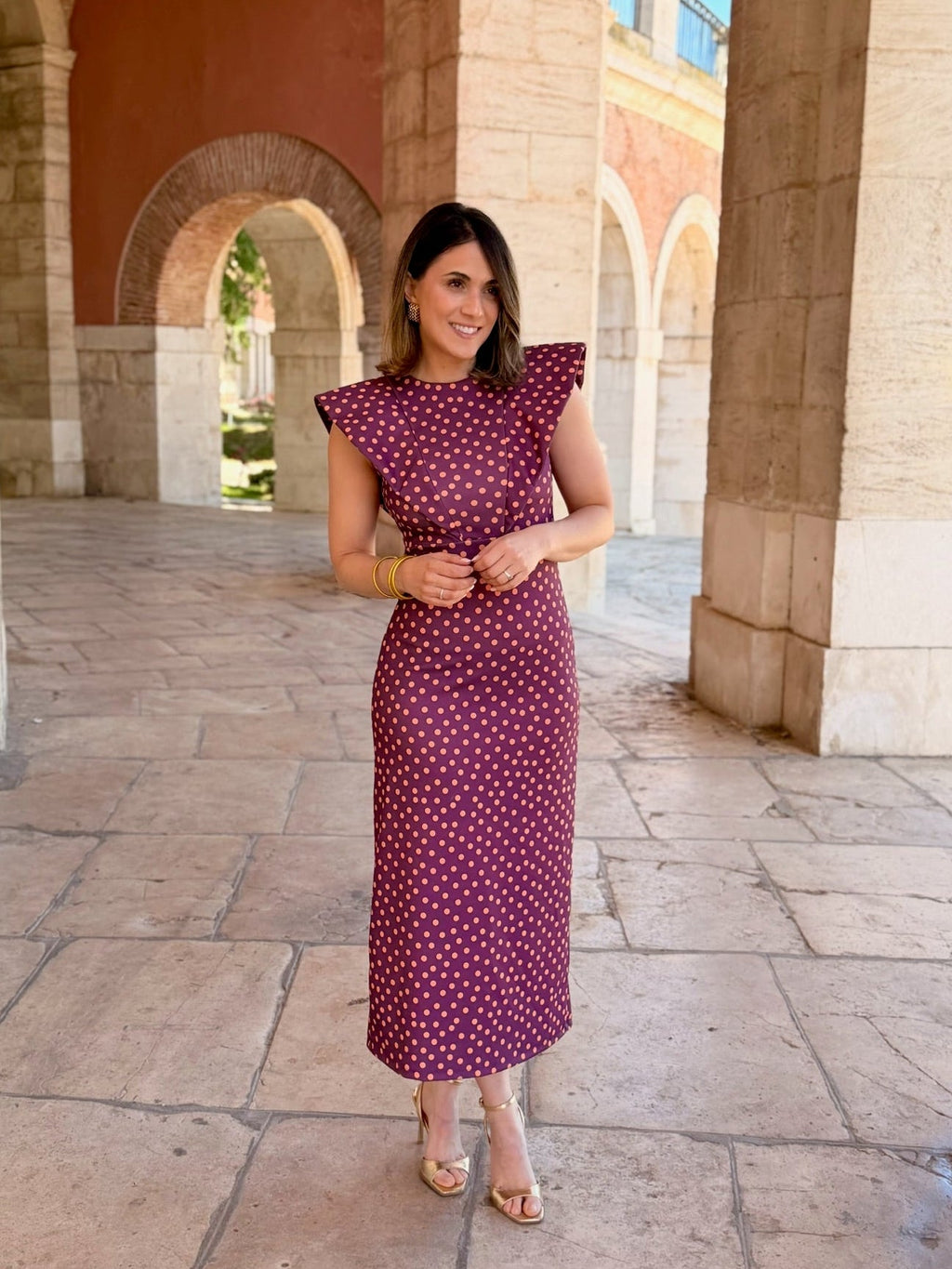 Vestido midi lunares malva | Camila