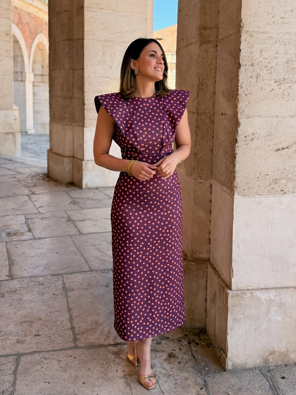 Vestido midi lunares malva | Camila