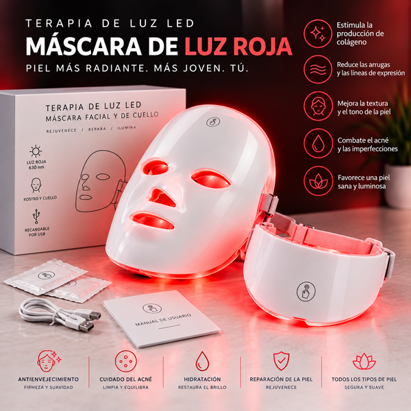 Mascarilla facial de luz LED GlowBeauty