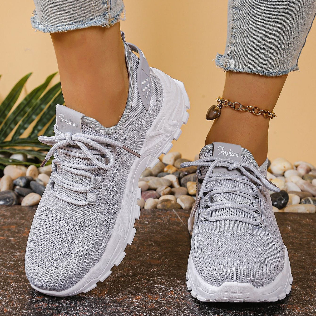 Zapatillas chunky de punto ligeras y transpirables