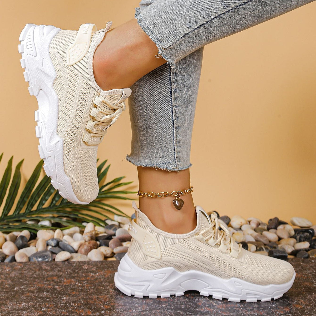Zapatillas chunky de punto ligeras y transpirables