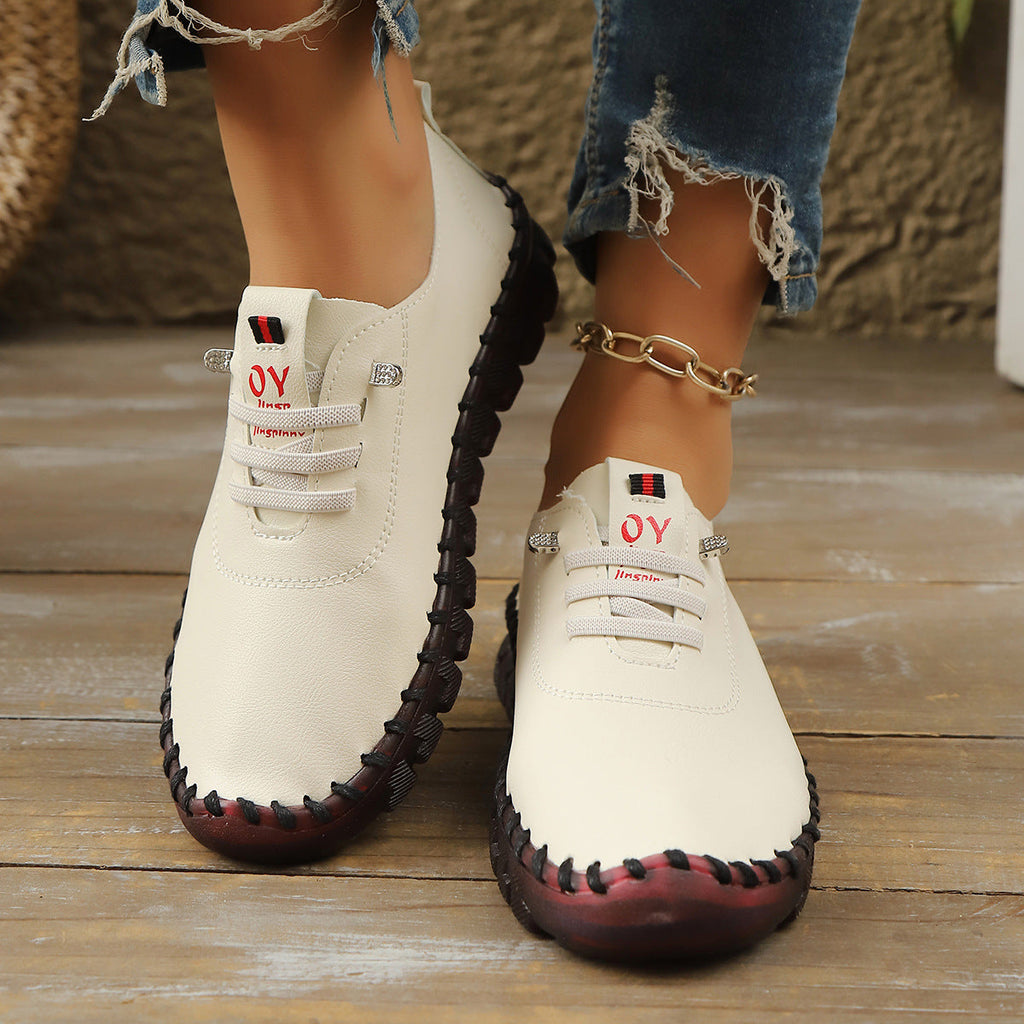 Mocasines con cordones de piel suave cosida y suela antideslizante