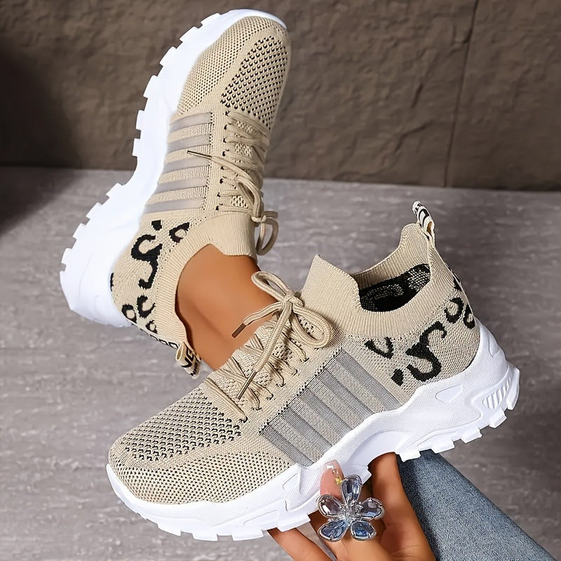 Zapatillas chunky de punto con plataforma, transpirables