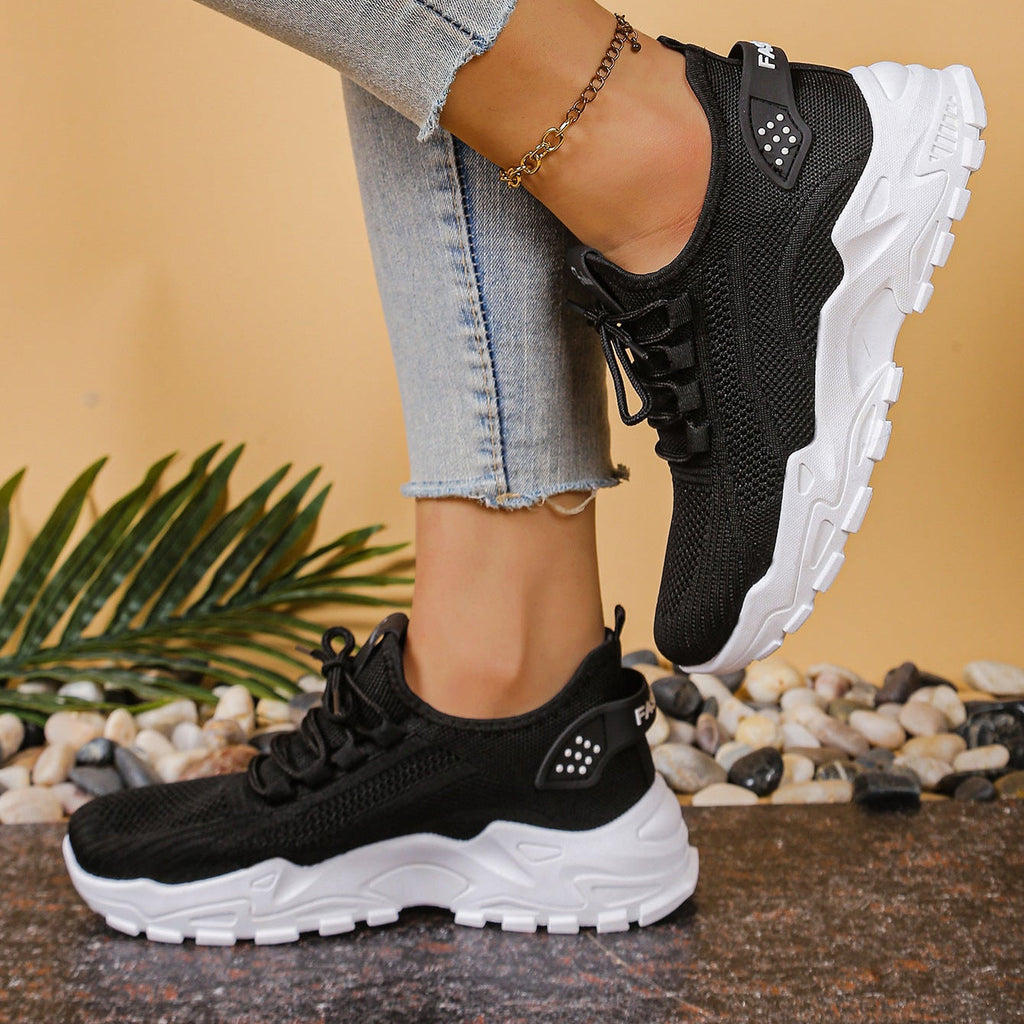 Zapatillas chunky de punto ligeras y transpirables