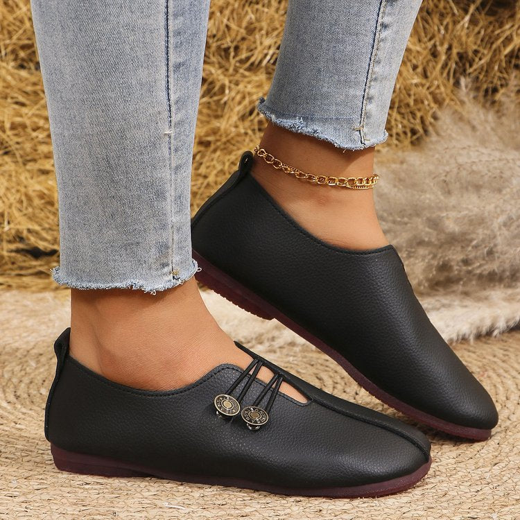 Bailarinas clásicas con tira de botón, cómodas y sin cordones