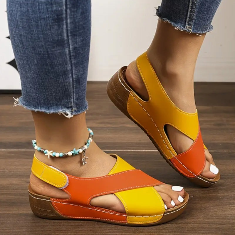 Sandalias de cuña con tiras cruzadas y plataforma, cómodas para el verano