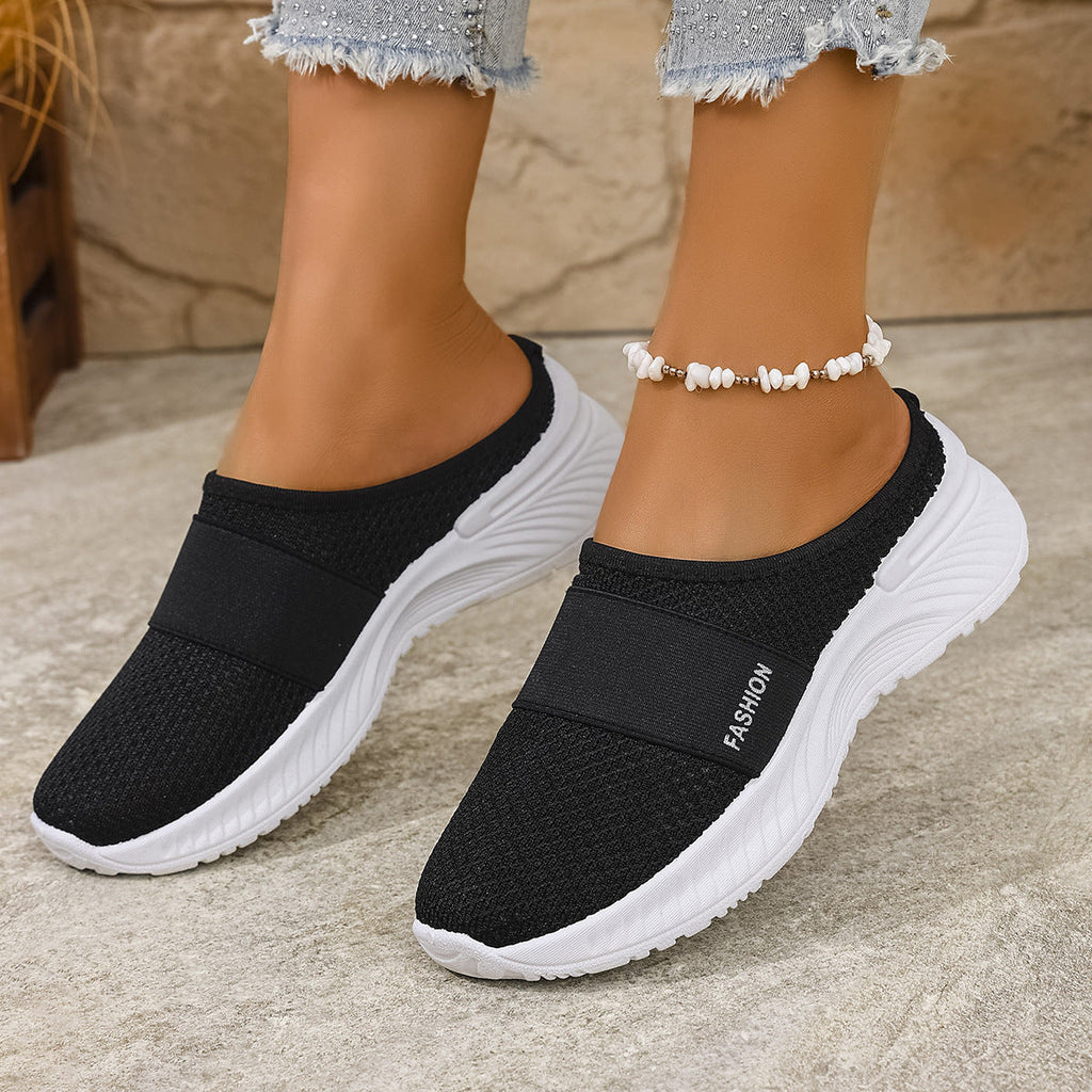 Zapatillas de malla transpirable con plataforma ligera, sin cordones