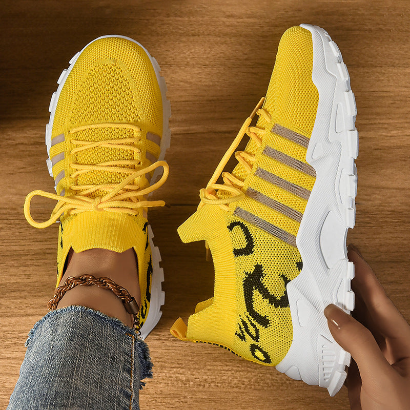 Zapatillas chunky de punto con plataforma, transpirables