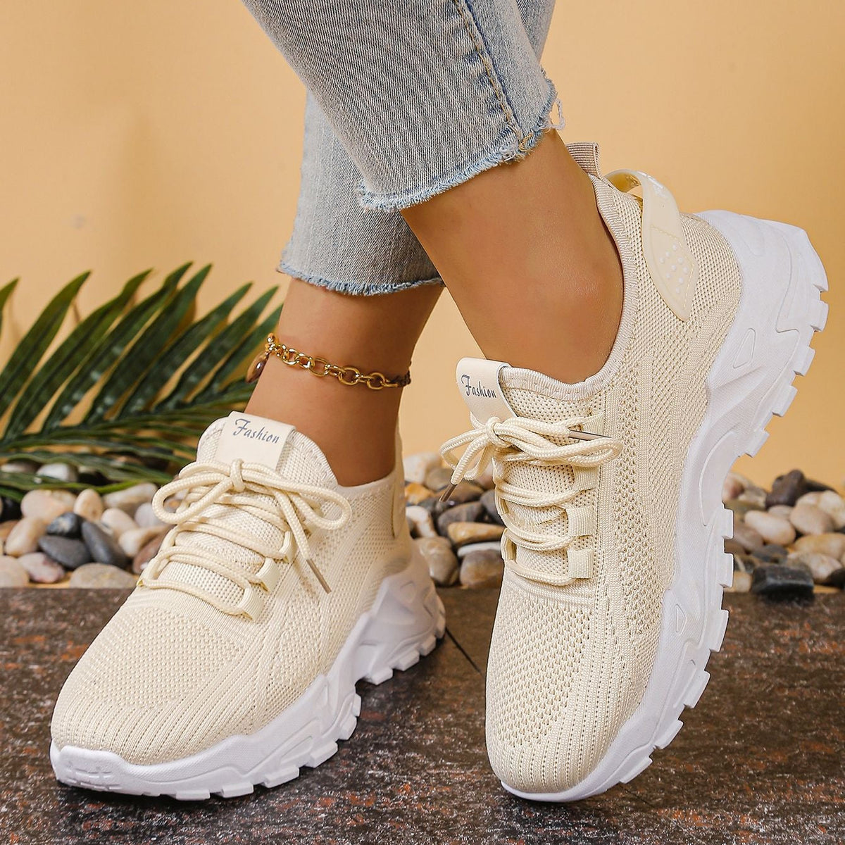 Zapatillas chunky de punto ligeras y transpirables