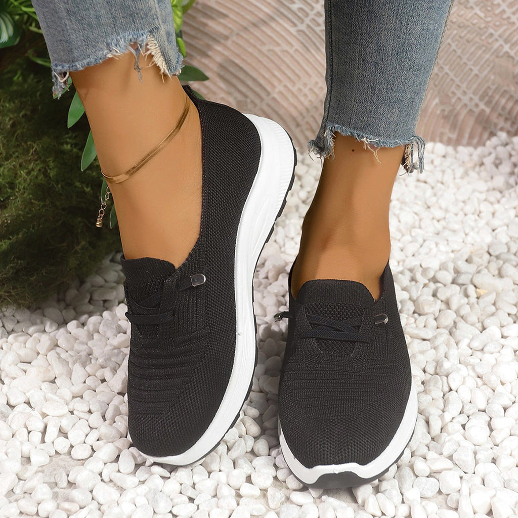 Zapatillas de punto transpirable con plataforma, sin cordones