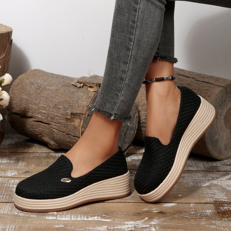 Mocasines de cuña de punto sin cordones con plataforma