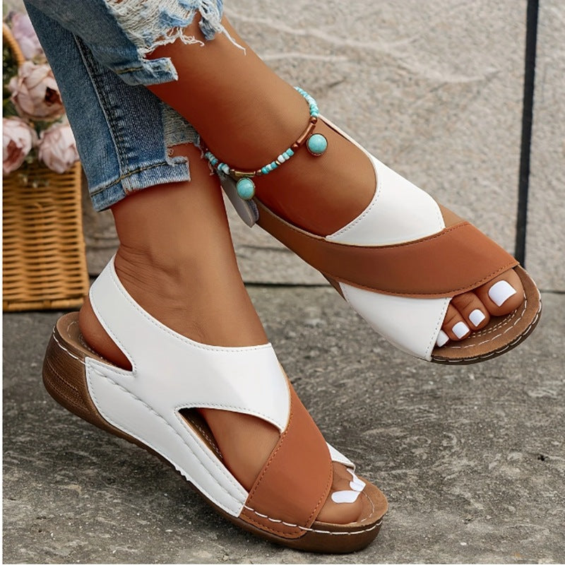 Sandalias de cuña con tiras cruzadas y plataforma, cómodas para el verano