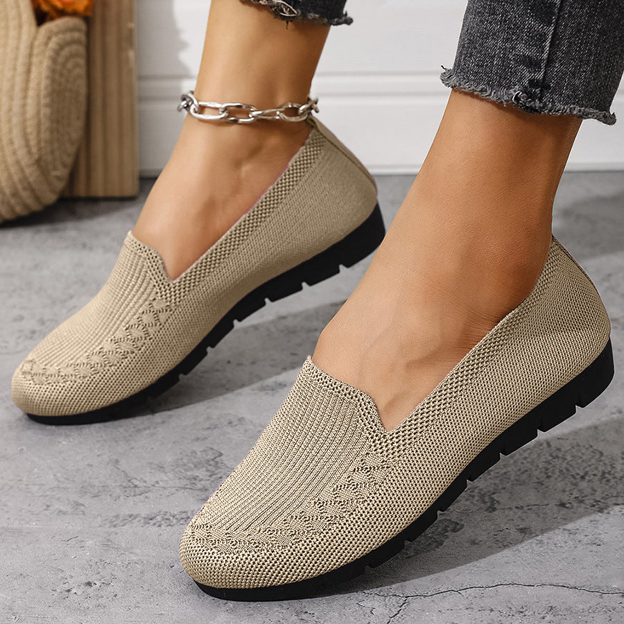 Zapatillas ligeras de punto sin cordones para el día a día