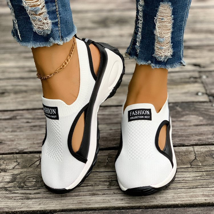 Zapatillas de malla transpirable sin cordones con plataforma