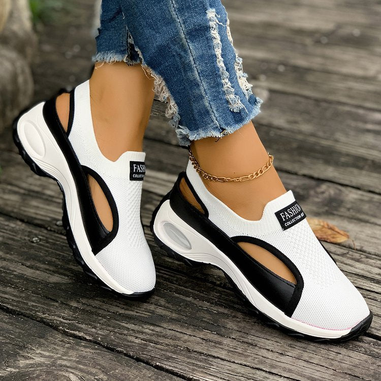 Zapatillas de malla transpirable sin cordones con plataforma