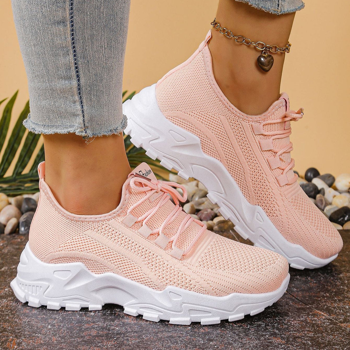 Zapatillas chunky de punto ligeras y transpirables