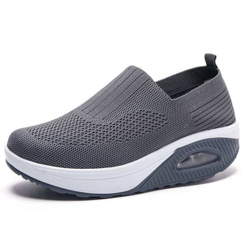 Zapatillas de punto con plataforma, sin cordones y suela con cámara de aire