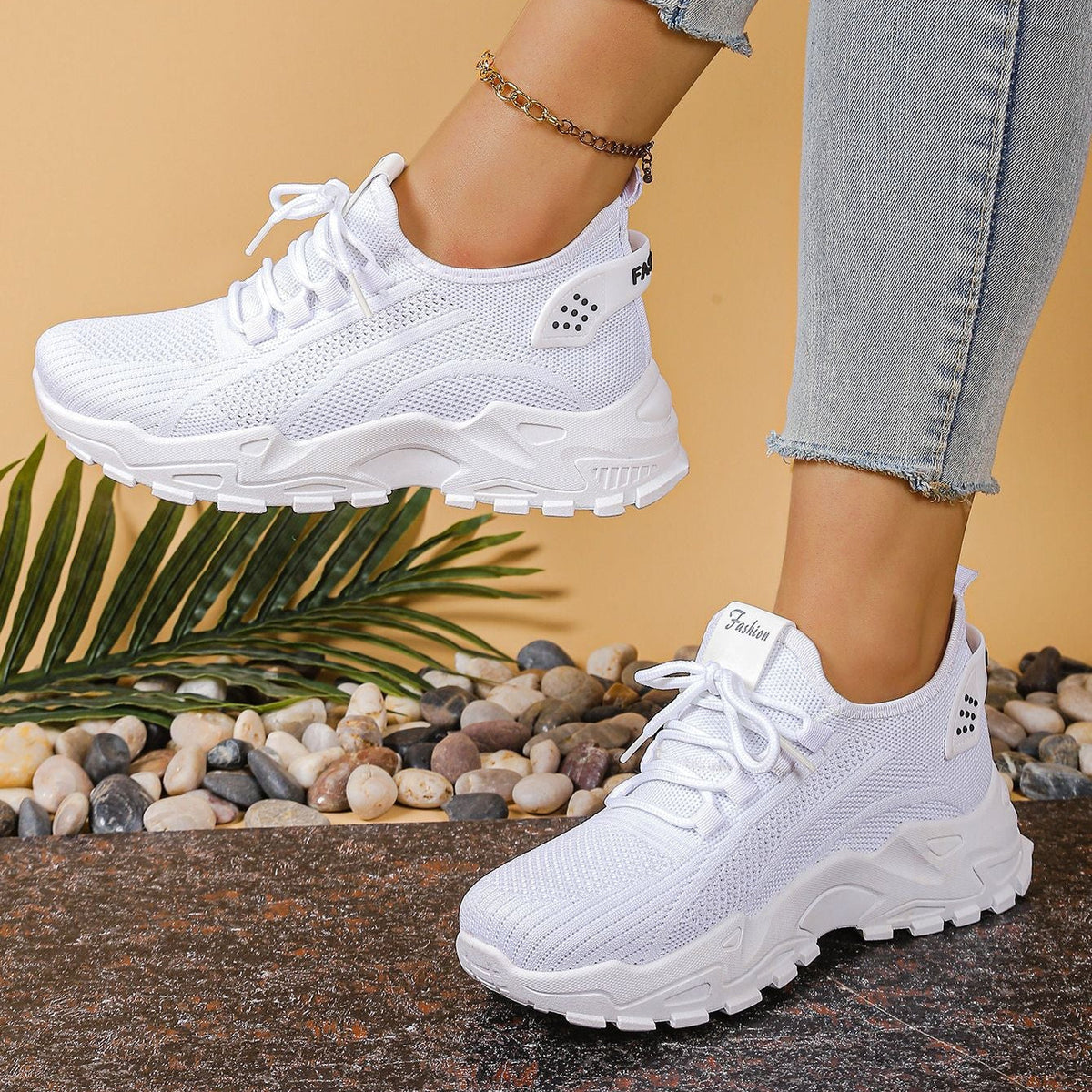 Zapatillas chunky de punto ligeras y transpirables