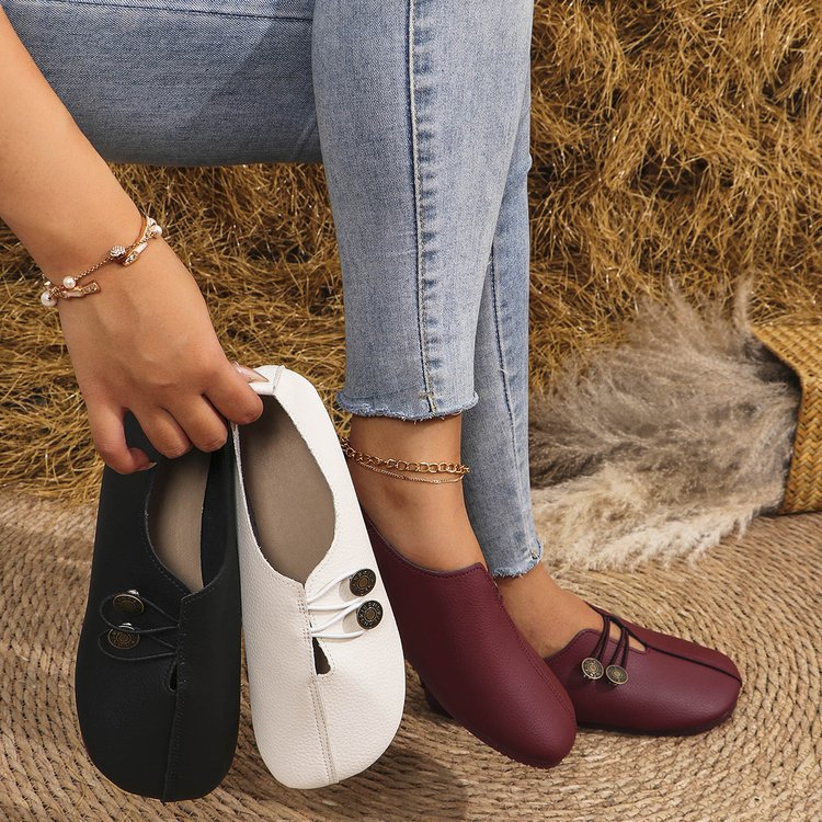 Bailarinas clásicas con tira de botón, cómodas y sin cordones