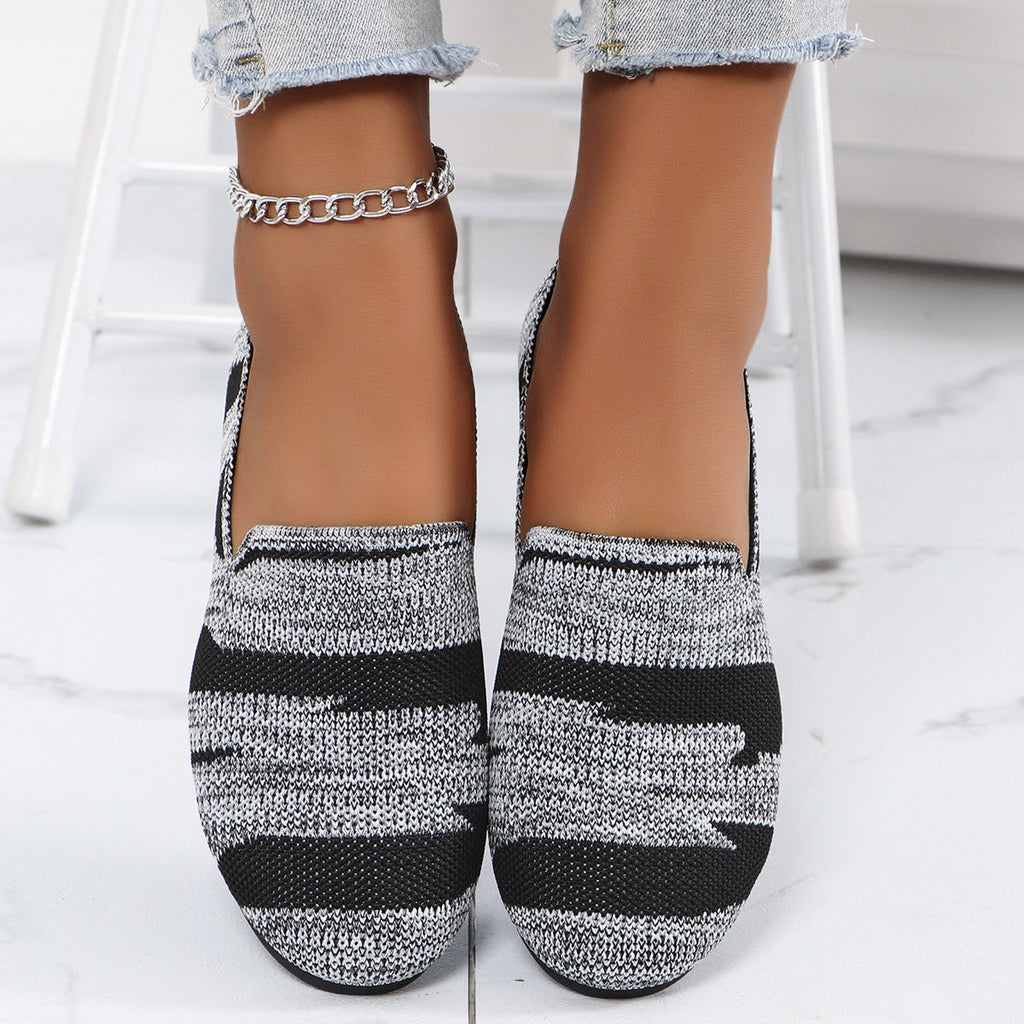 Bailarinas de punto sin cordones, con estampado de camuflaje y rayas