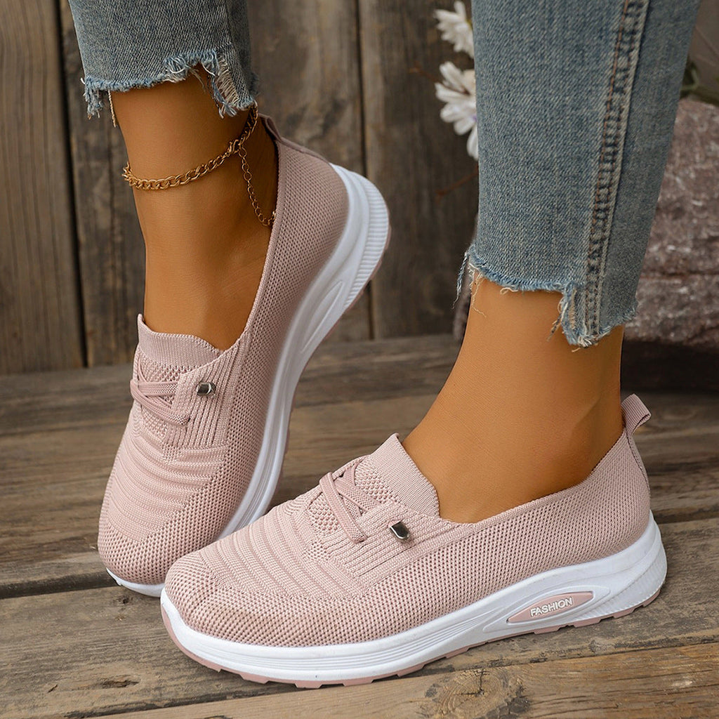 Zapatillas de punto transpirable con plataforma, sin cordones