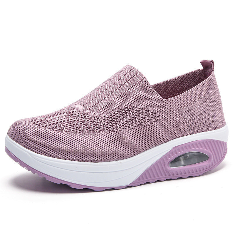 Zapatillas de punto con plataforma, sin cordones y suela con cámara de aire